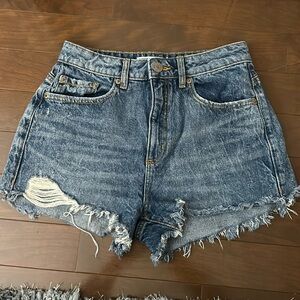 Garage dark wash denim shorts